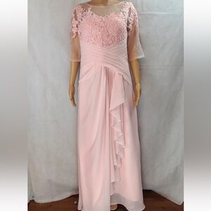 Chic Pink Lace Wedding Gown
